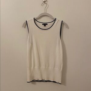 Brooks Brothers White Knit Top with Navy Trim
